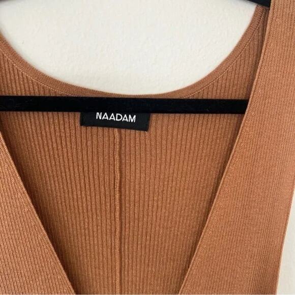Naadam Silk Cashmere Ribbed Belted Jumpsuit in Dark Ginger - Picture 4 of 6